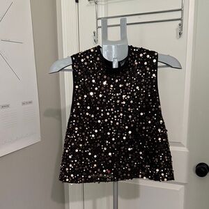 VENUS Black and Gold Sequin Crop Top